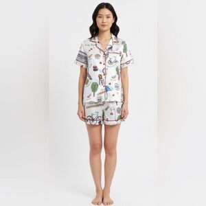 Sheshow Satin Paris Themed Pajama Set NWT